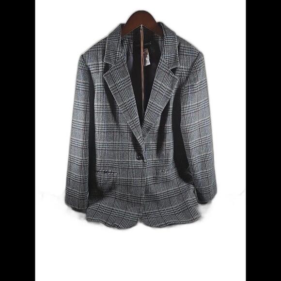 Sag Harbor Womans Wool Blend Career Lined Blazer Gray Tweed Size 8 - Picture 5 of 7